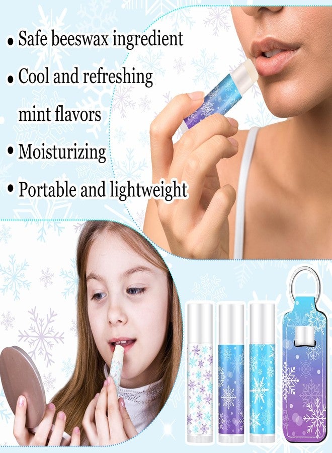 Swiffen 36 Pcs Winter Snowflake Party Favors Snowflake Lip Balm and Lipstick Holder Keychain Bulk Christmas Snow Flake Gifts for Coworkers Employee Women Guest Bridal Shower Party Supplies - Image 5
